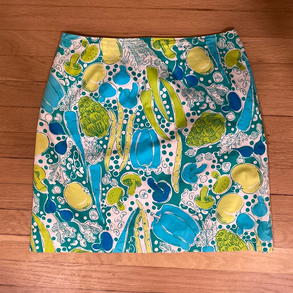Lilly Pulitzer Vintage Rare Vegetable Print in Green and Blue